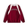 Clothing The Korean Fashion | Retro Letter Embroidery Color Matching Sweatshirt