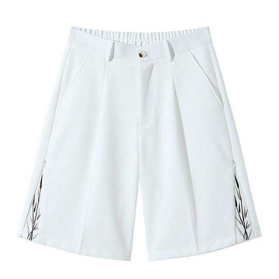 Clothing The Korean Fashion Shorts | Embroidered Side Zipper Straight Short