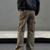 Clothing The Korean Fashion Jeans | Brown Straight-Leg Denim Cargo Pants Coffee Color