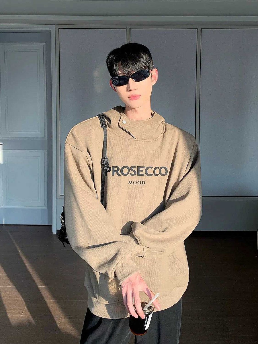 Clothing The Korean Fashion | Prosecco Graphic Hooded Velvet Sweatshirt