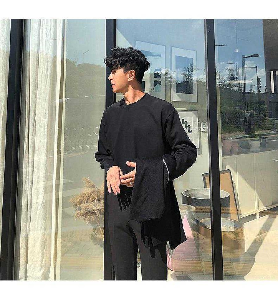 Clothing The Korean Fashion | Casual Round Neck Long Sleeve Shirt