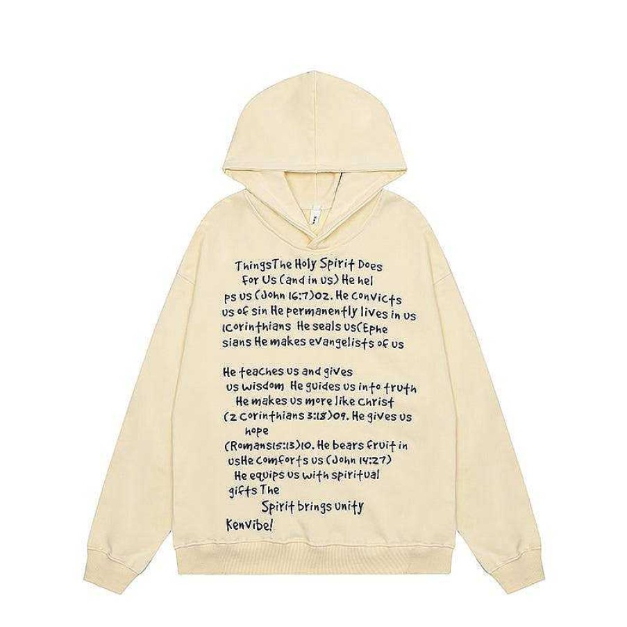 Clothing The Korean Fashion | Text Print Hooded Sweatshirt