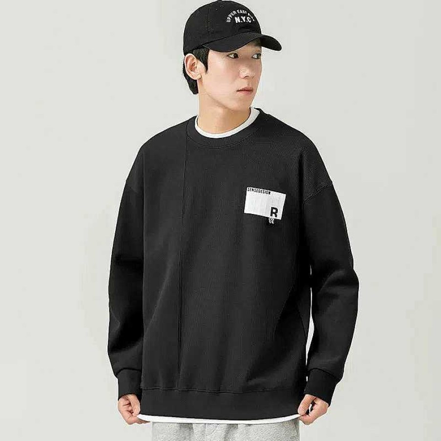 Clothing The Korean Fashion | Color Block Round Neck Sweatshirt