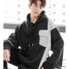 Clothing The Korean Fashion | Striped Patchwork Hoodie