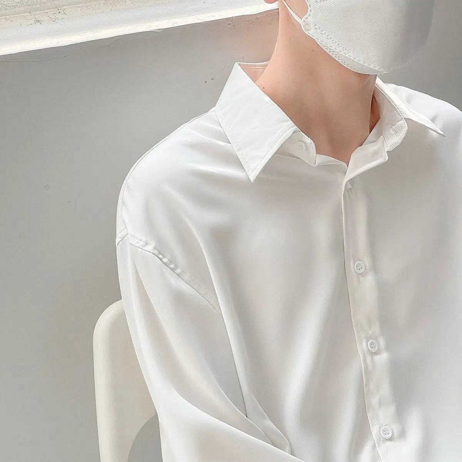 Clothing The Korean Fashion | Anti-Wrinkle Basic Drapey Shirt