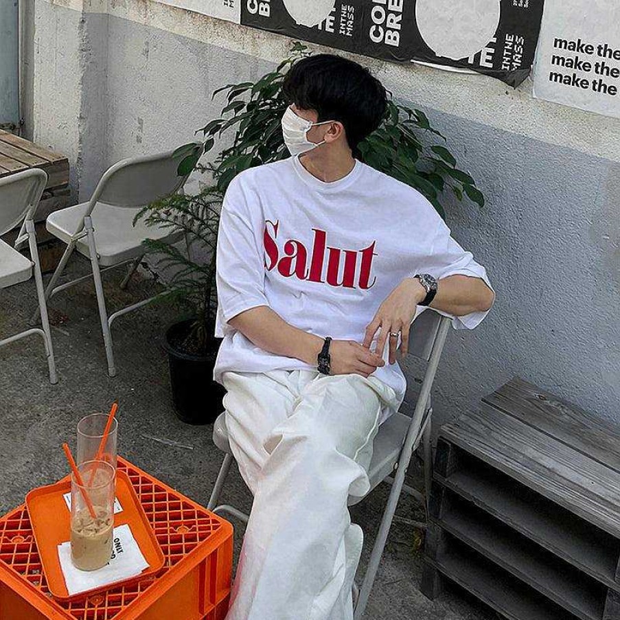 Clothing The Korean Fashion | Salut Graphic Tee White