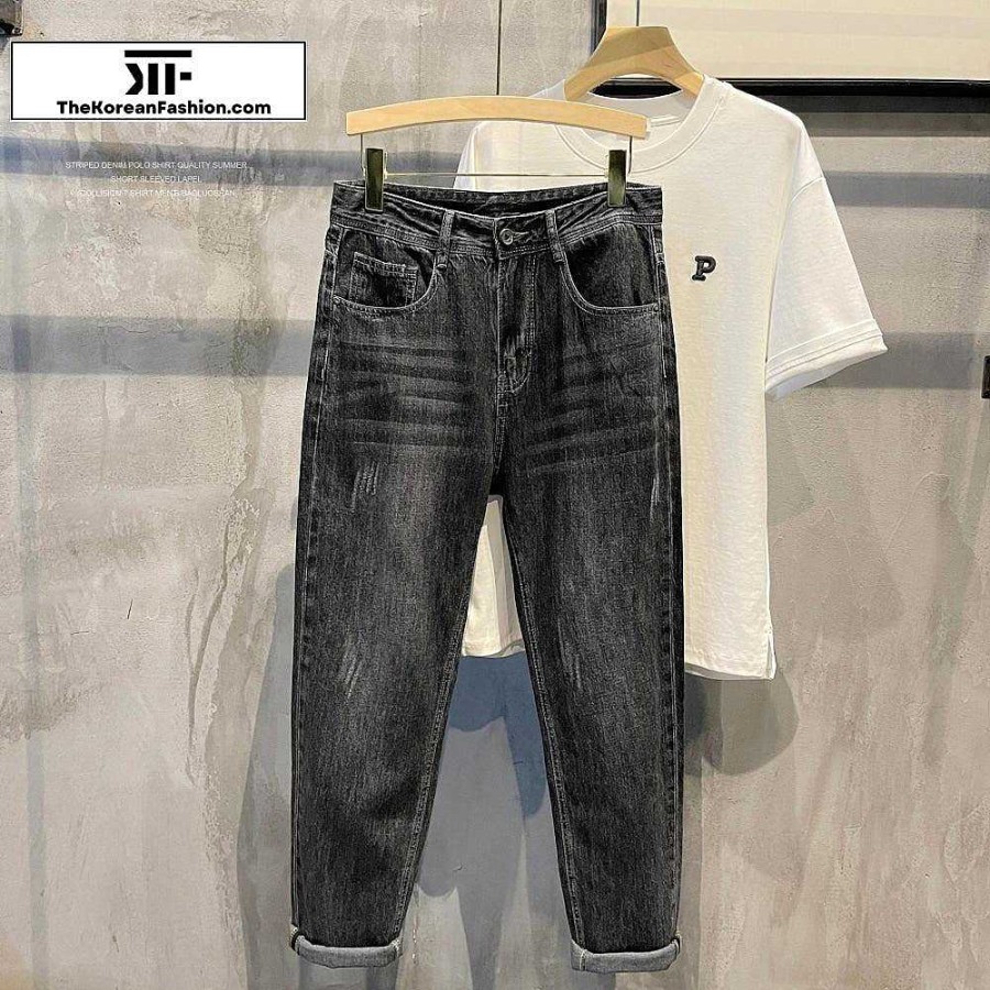 Casual Style Clothes The Korean Fashion | Washed Retro Straight Jeans