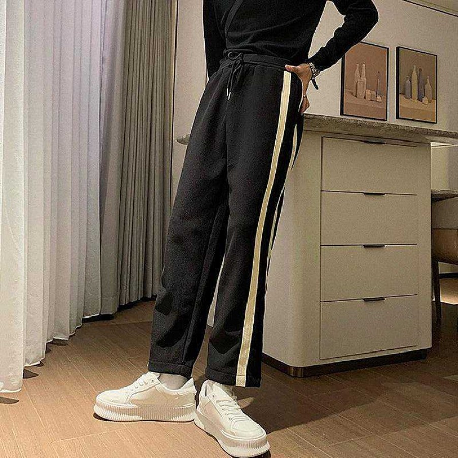 Clothing The Korean Fashion | Fur Hoodie & Side Stripe Sweatpants Two Piece Sets