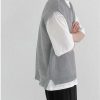 Clothing The Korean Fashion | Thin V-Neck Slit Wool Vest Grey