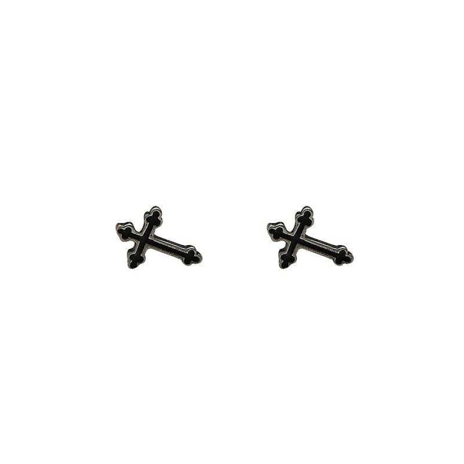 Accs & Bags & Shoes The Korean Fashion | Black Cross Stud Earrings