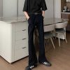 Clothing The Korean Fashion Jeans | Side Zipper Slit Flare Jeans Black