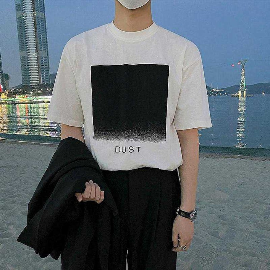 Clothing The Korean Fashion | Round Neck Print T-Shirt White