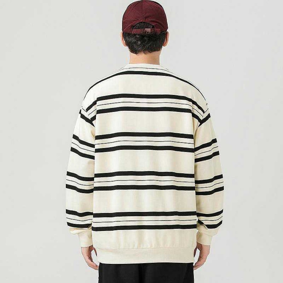 Clothing The Korean Fashion | Striped Crewneck Sweatshirt