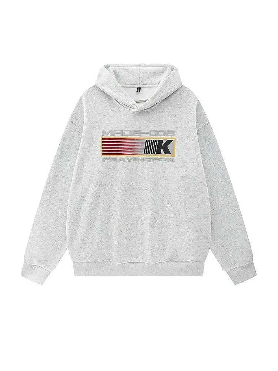 Clothing The Korean Fashion | Fleece Printed Hooded Sweatshirt