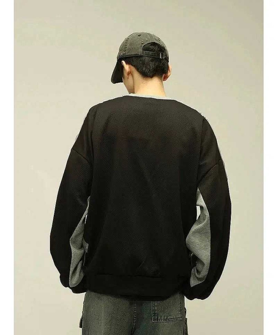 Clothing The Korean Fashion | Shoulder Zip Stitching Sweatshirt