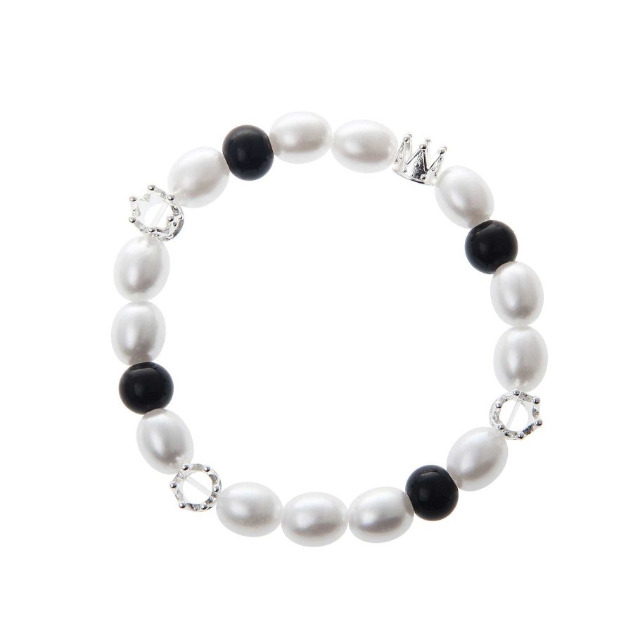 Accs & Bags & Shoes The Korean Fashion | Black And White Pearl Crown Bracelet