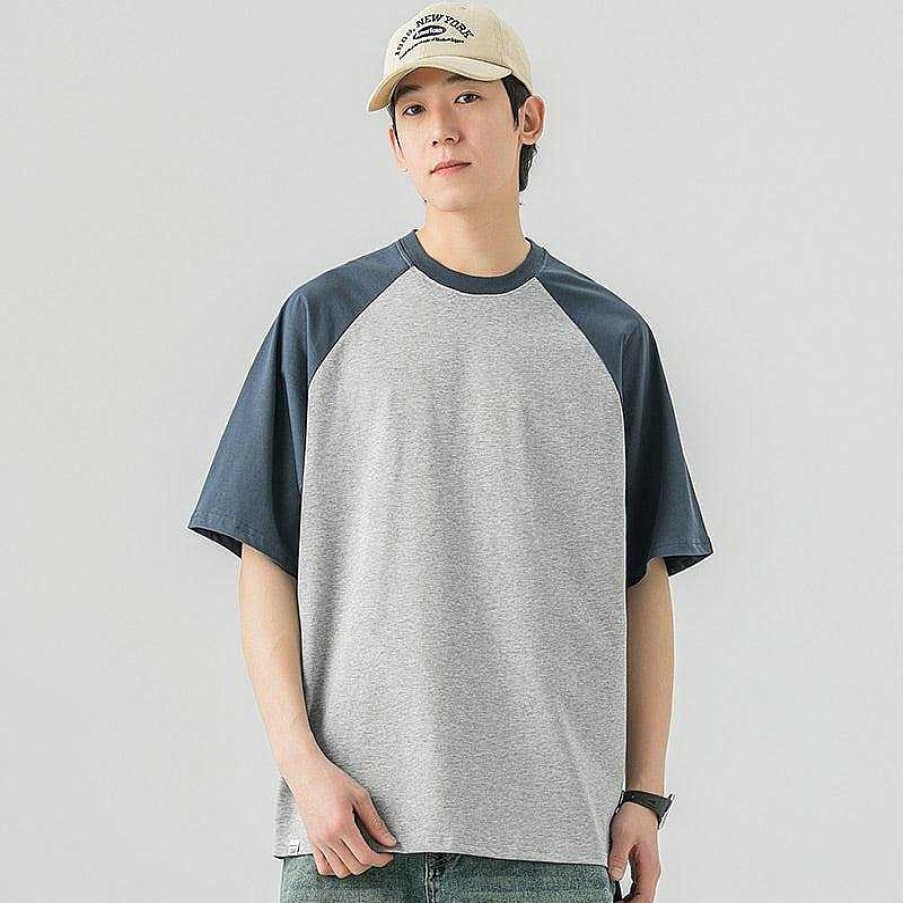 Clothing The Korean Fashion | Color Block Round Neck T-Shirt