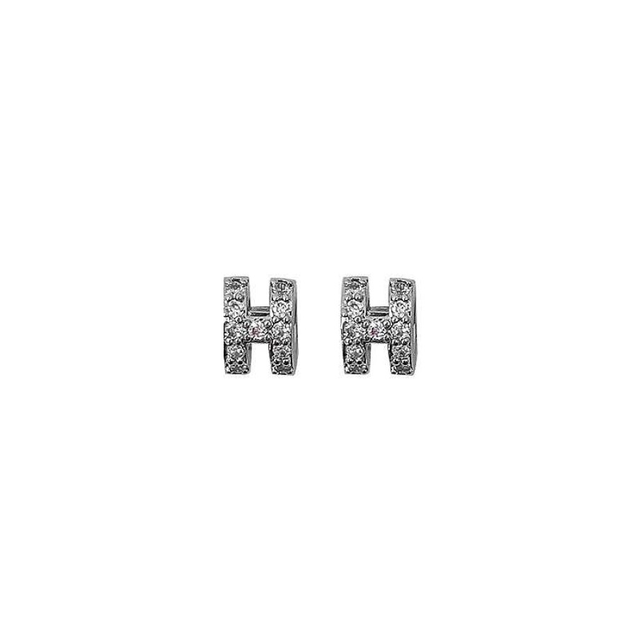 Women The Korean Fashion Earrings | Zircon H Stud Earrings