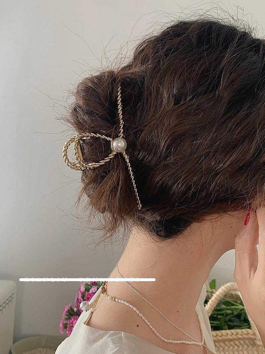 Women The Korean Fashion Hair Accessories | Pearl Metal Hair Claw Clip