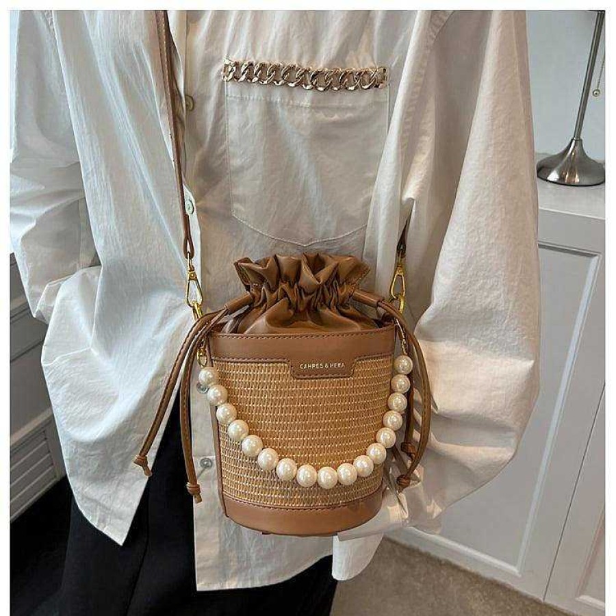 Women The Korean Fashion | Straw Crossbody Bucket Bag