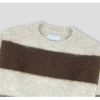 Clothing The Korean Fashion | Brown Striped Furry Sweater Dark Brown Stripes