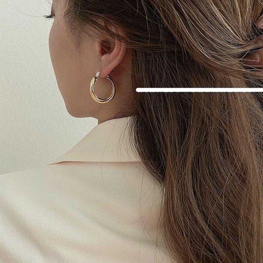 Women The Korean Fashion Earrings | Hoop Earrings Gold