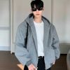 Clothing The Korean Fashion | Full Zip Basic Hooded Sweatshirt With Shoulder Pads