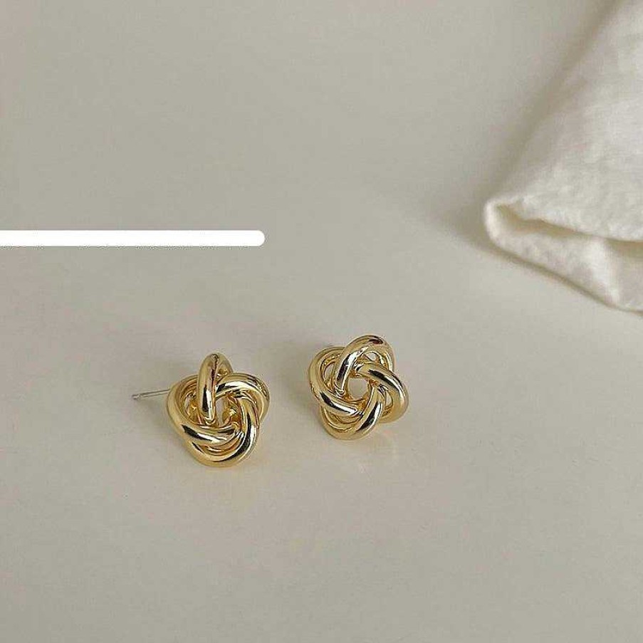 Women The Korean Fashion Earrings | Metal Twist Earrings Golden