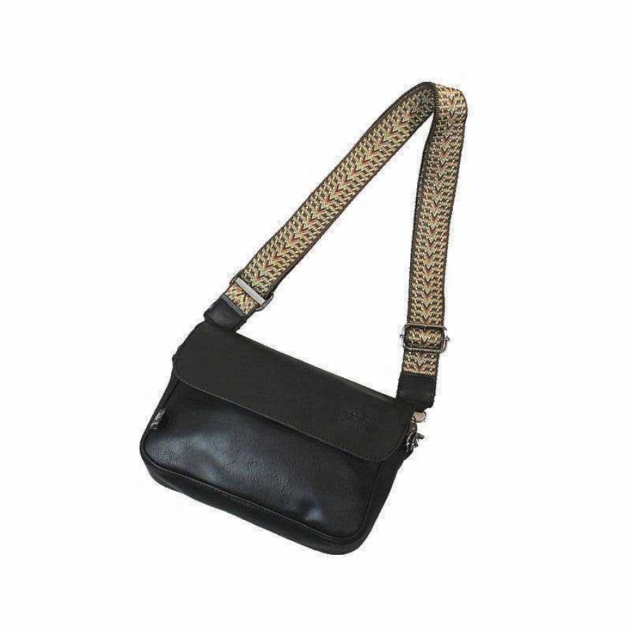 Accs & Bags & Shoes The Korean Fashion | Black Faux Leather Flap Shoulder Bag