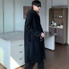 Clothing The Korean Fashion | Two-Piece Hooded Woolen Mid-Length Coat Black