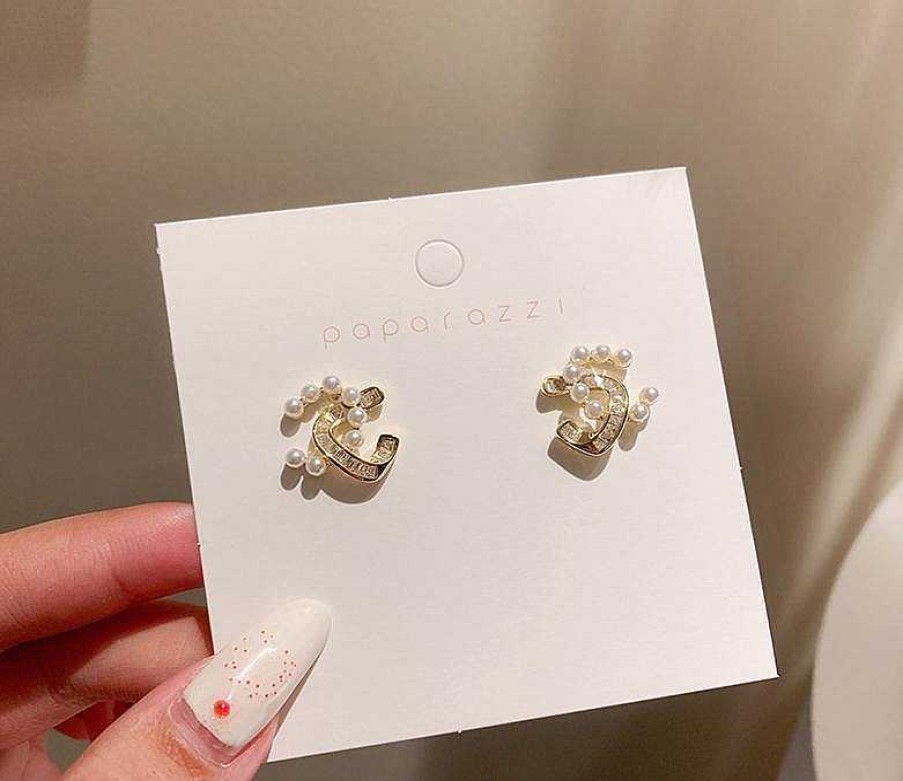 Women The Korean Fashion Earrings | Pearl Earrings Pearl Diamond Cross Stud Earrings