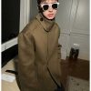 Clothing The Korean Fashion | One-Button Short Stand-Collar Jacket Yellow Coffee Color