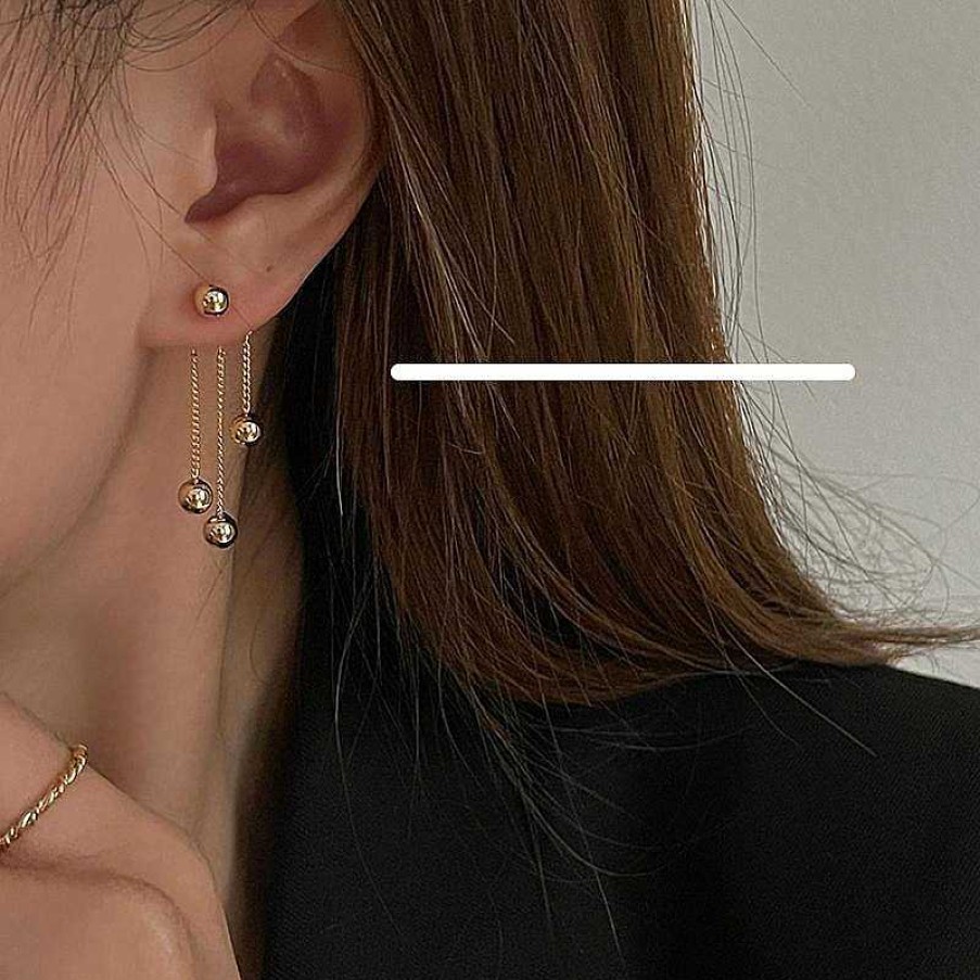 Women The Korean Fashion Earrings | Metal Ball Tassel Earrings