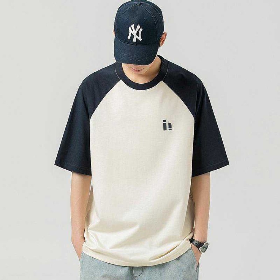 Clothing The Korean Fashion | Round Neck Color-Block T-Shirt