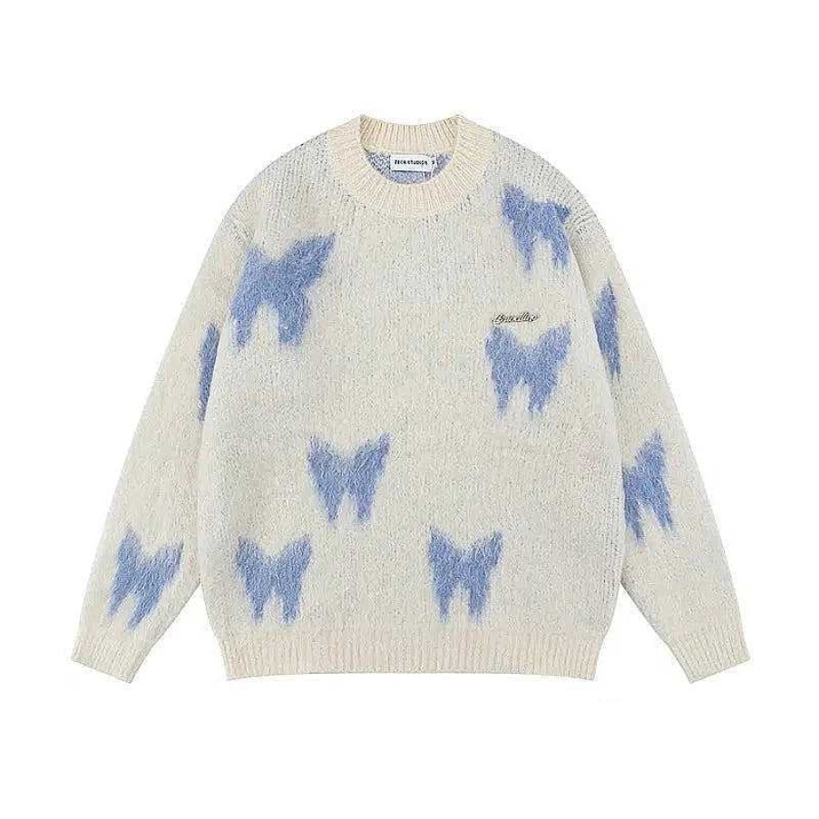 Clothing The Korean Fashion | Butterfly Jacquard Mohair Sweaters